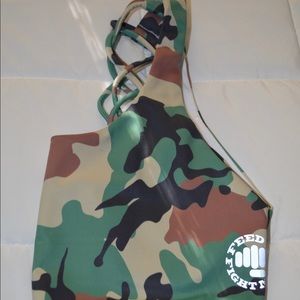 NWOT Feed Me Fight Me Camo Sportsbra